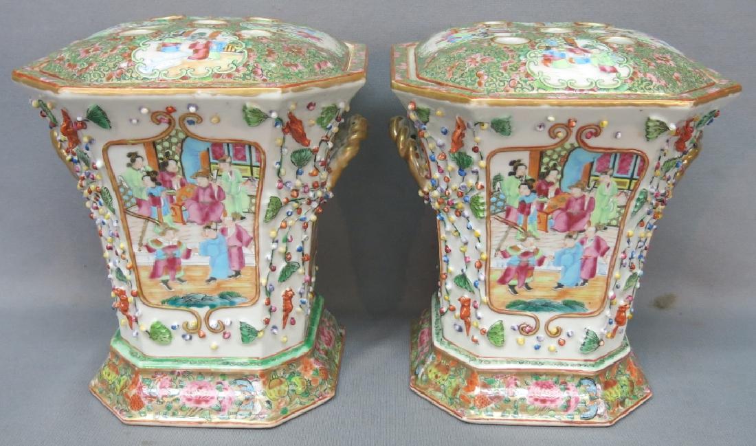 PAIR CHINESE CANTON FAMILLE ROSE BOUGH VASES (1 of 5)