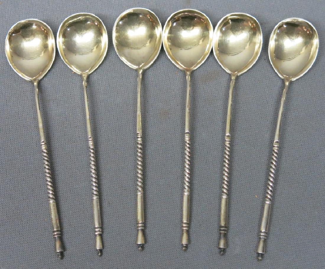 SIX RUSSIAN SILVER AND GOLD WASH TEASPOONS (1 of 3)