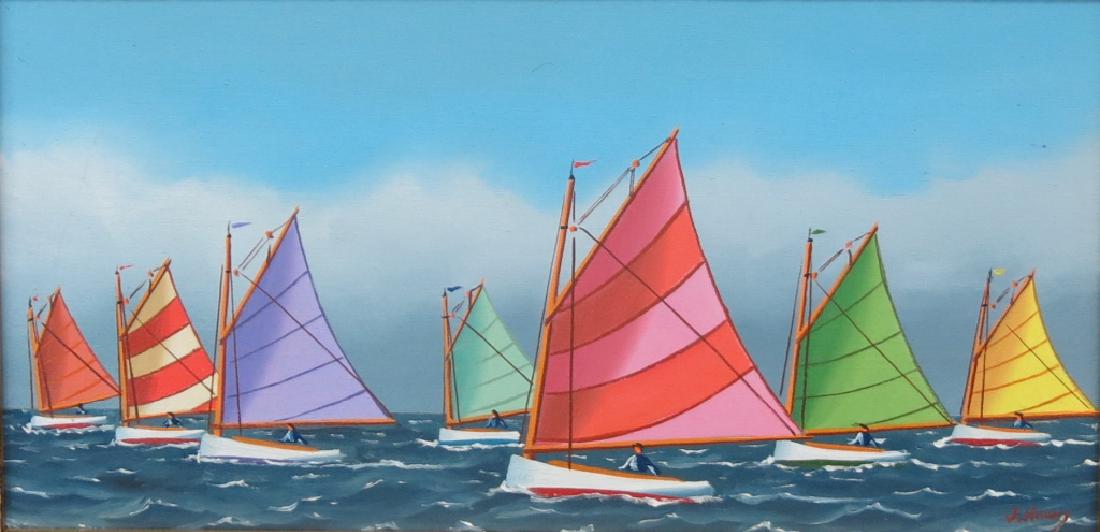 JEROME HOWES OIL PAINTING OF THE RAINBOW FLEET (1 of 3)