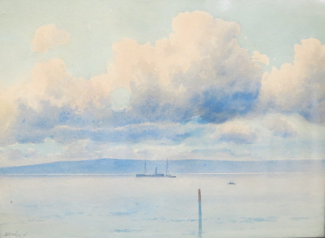 CLARENCE BRALEY WATERCOLOR PAINTING OF A STEAMSHIP (1 of 3)