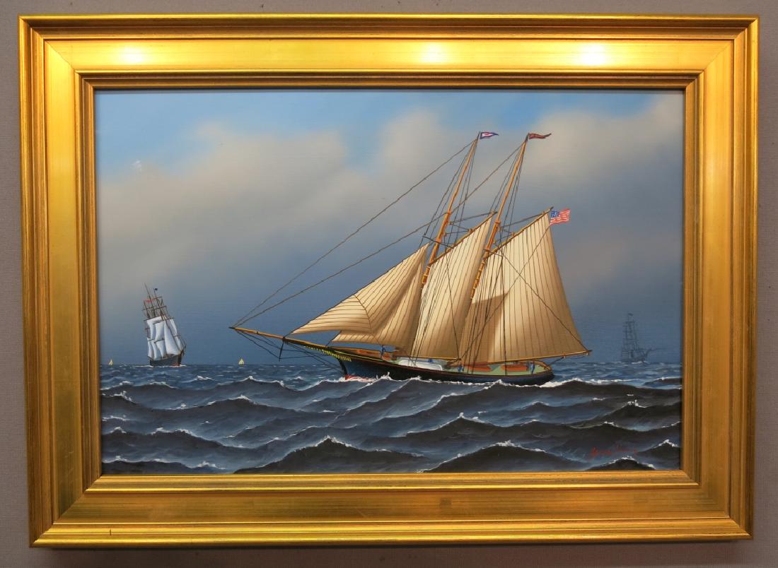 JEROME HOWES PAINTING OF SEVERAL SHIPS A T SEA (1 of 2)