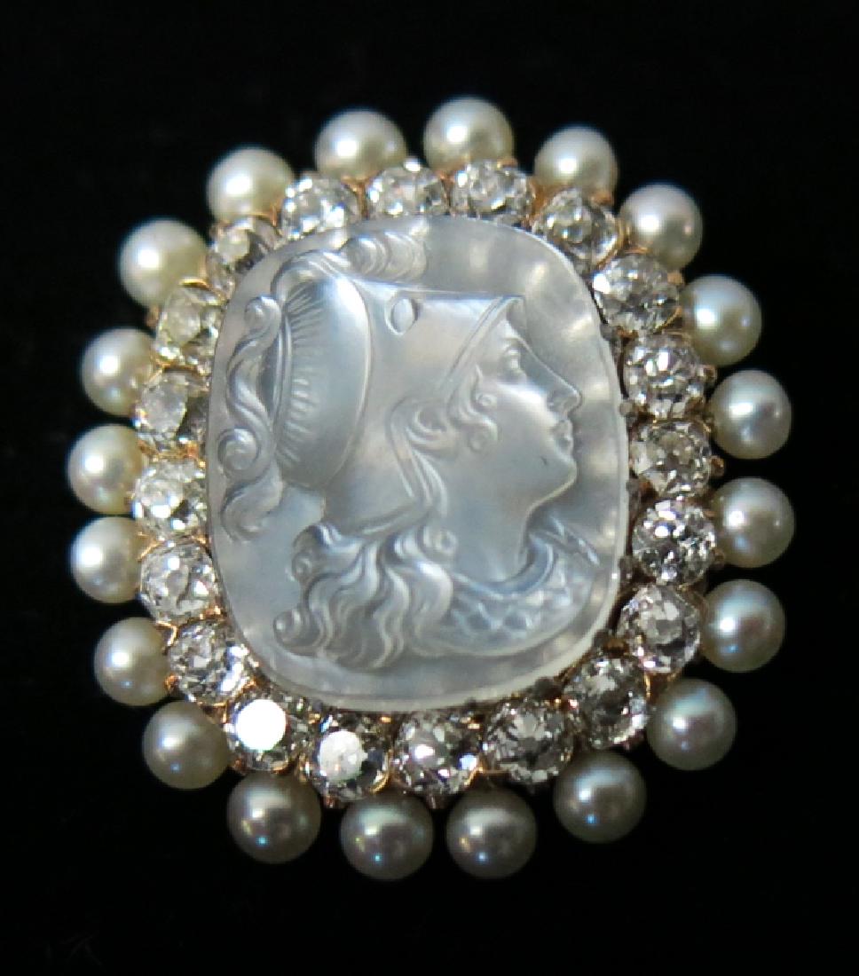 19TH LADIES PIN WITH CARVED NACRE CAMEO (1 of 1)