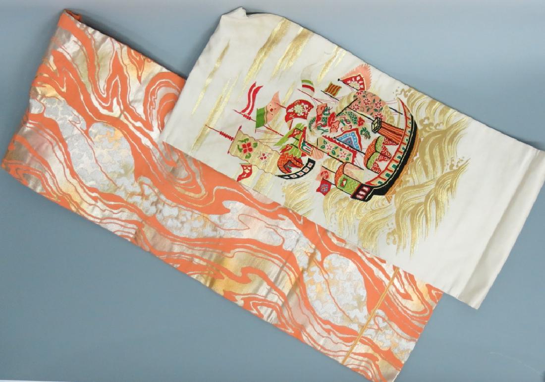 TWO JAPANESE SILK BROCADE OBIS (1 of 1)