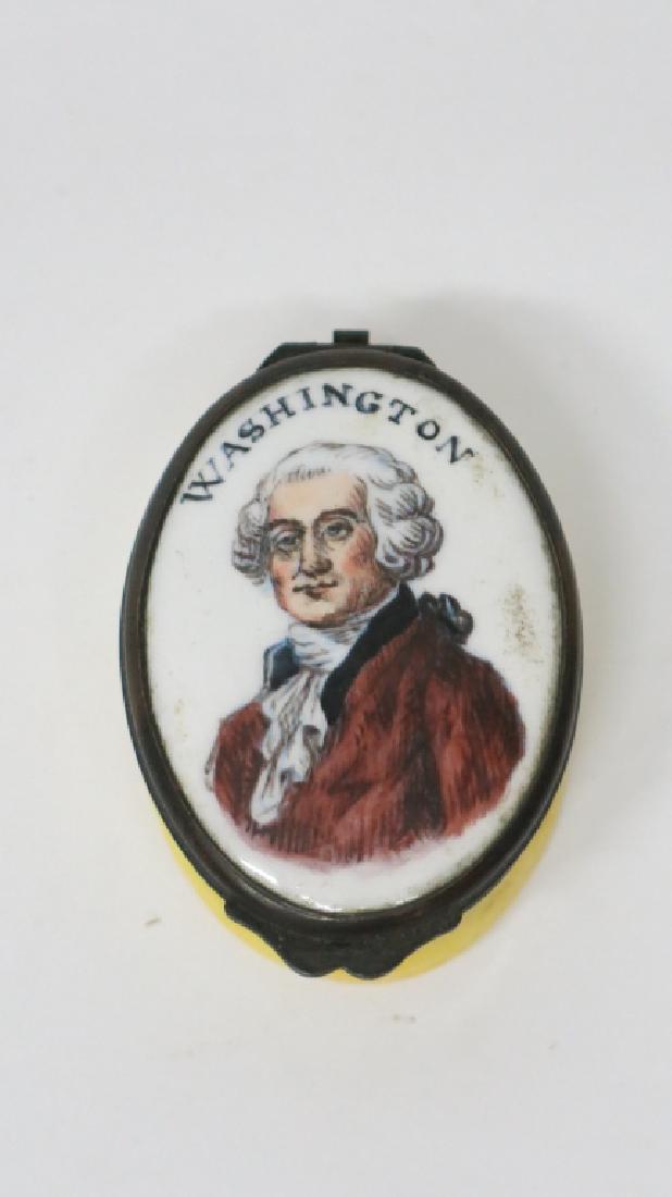 19TH C. BATTERSEA BOX WITH GEORGE WASHINGTON LID (1 of 4)