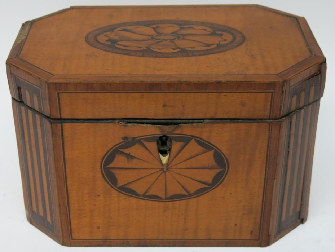 OCTAGONAL GEORGIAN INLAID TEA CADDY (1 of 4)