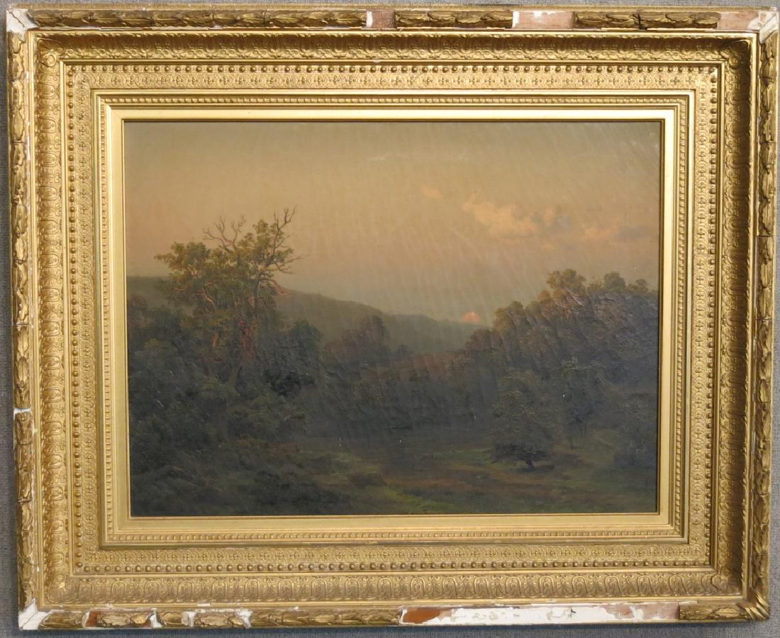 UNSIGNED 19TH C. OIL PAINTING - LANDSCAPE AT DUSK (1 of 4)
