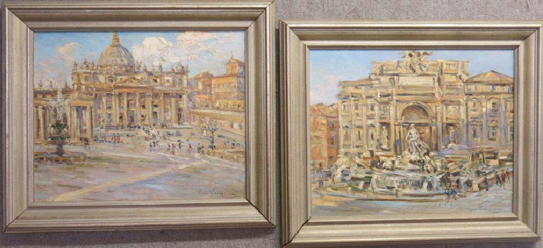 PAIR GIOVANI CAMPRIANI OIL PAINTINGS OF ROME (1 of 12)