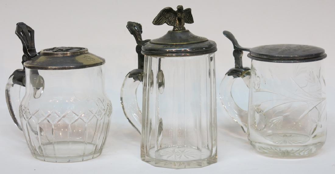 THREE GERMAN CRYSTAL 1/2 LITRE STEINS (1 of 2)