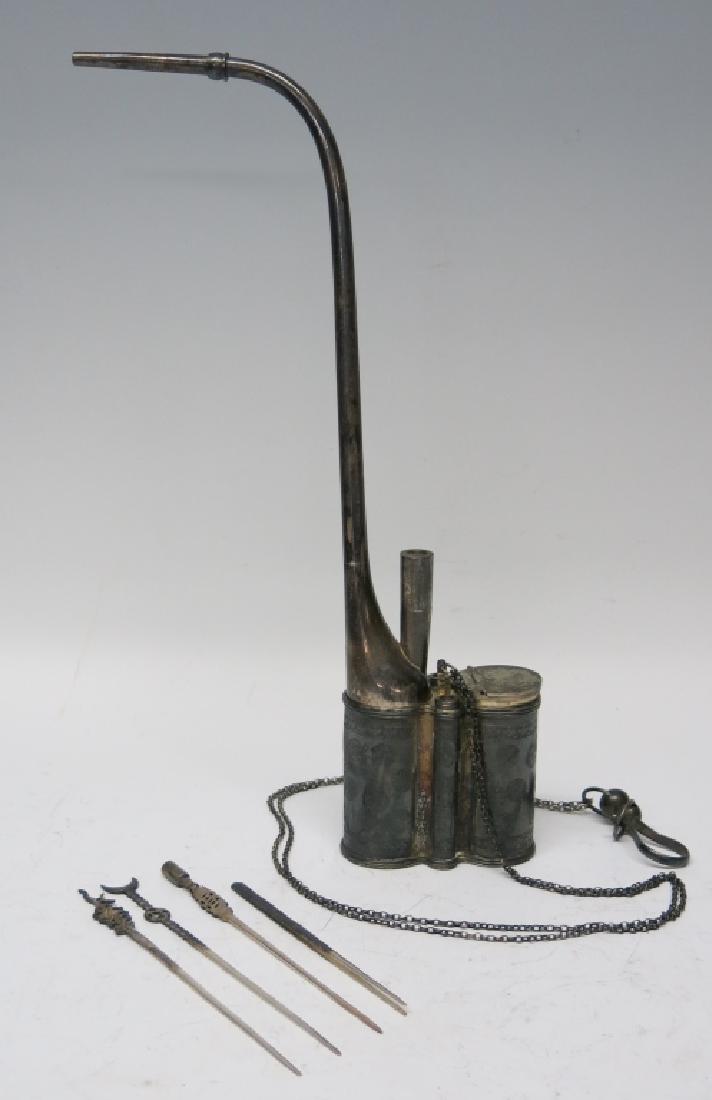 CHINESE SILVER ENGRAVED PAKTONG WATER PIPE (1 of 6)