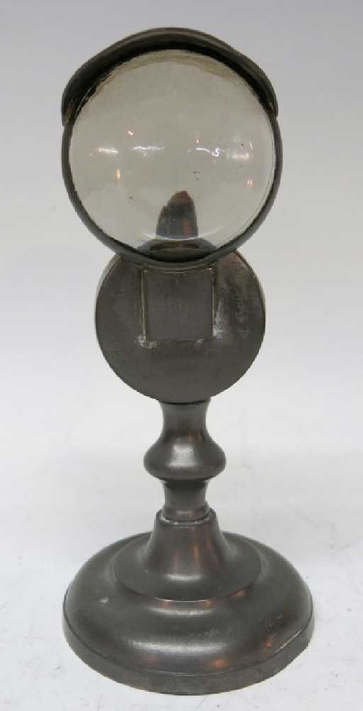 early pewter double lens bullseye lamp