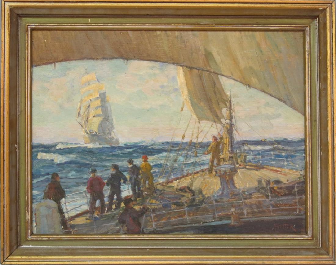 ANDREW WINTER OIL OF A N UNUSUAL SHIPBOARD VIEW (1 of 6)