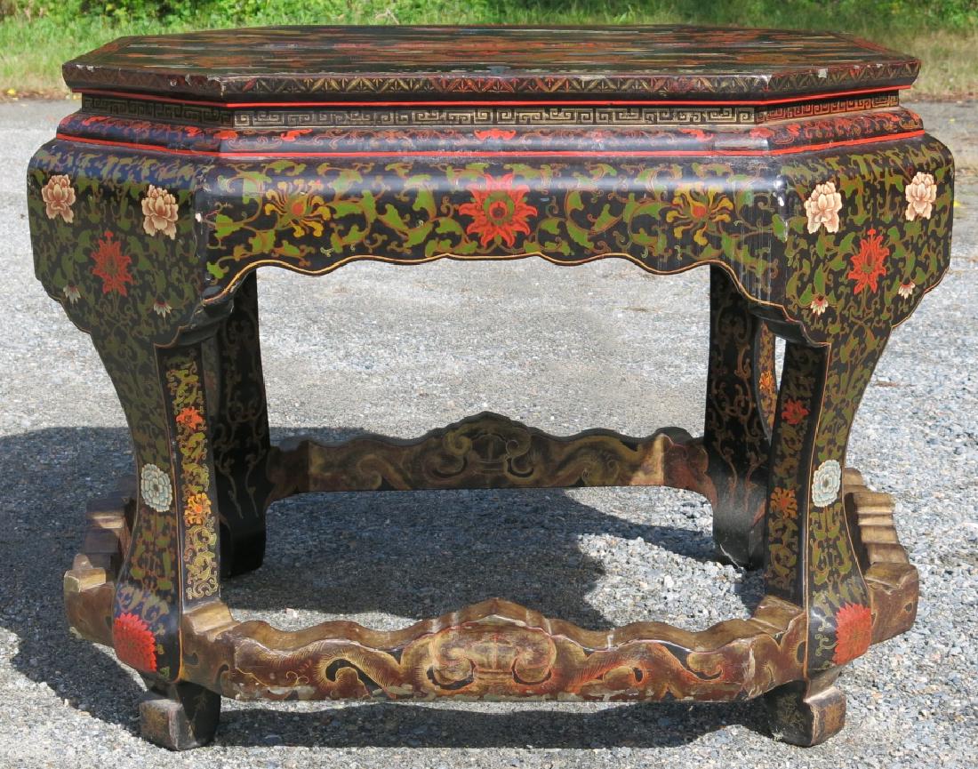 UNUSUALLY LARGE OLD ASIAN LACQUERED TABLE (1 of 7)