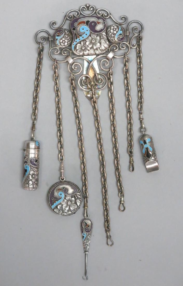 VICTORIAN STERLING SILVER CHATELAINE (1 of 4)