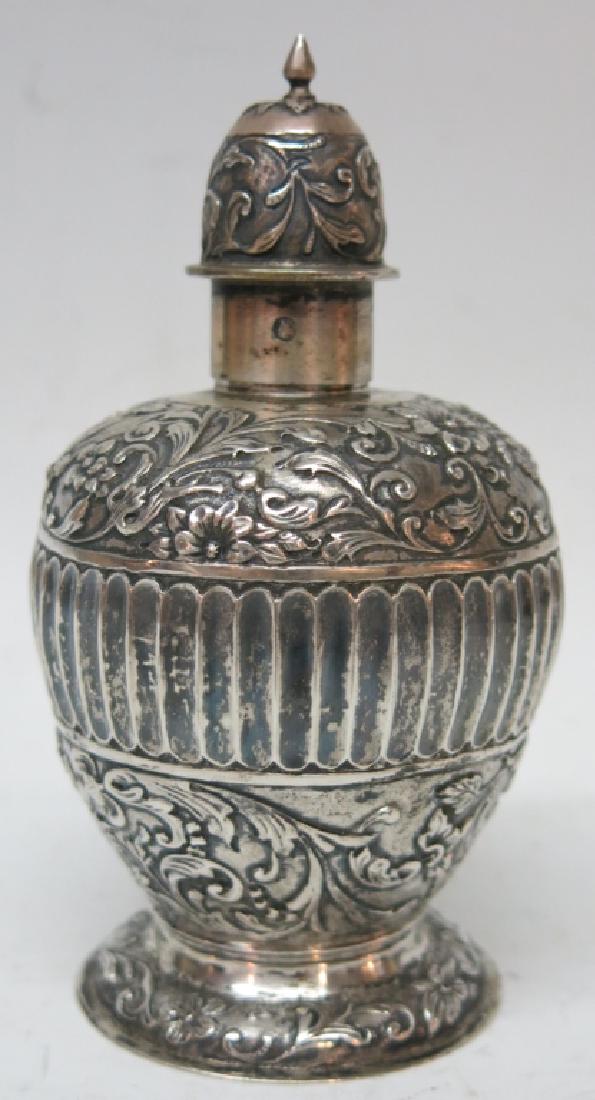 DUTCH FLORAL REPOUSSE SILVER LAVENDER JAR (1 of 3)