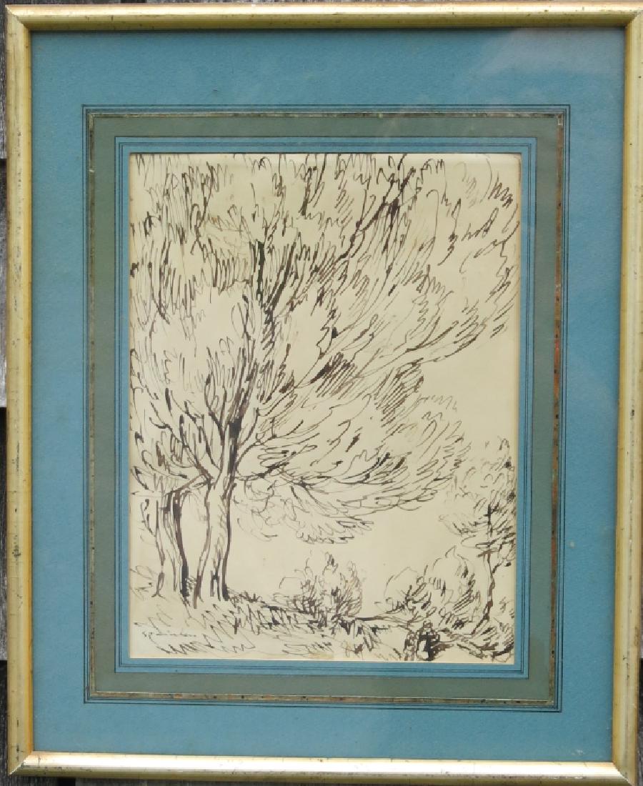 THEOPHILE STEINLEN INK DRAWING OF A TREE (1 of 5)