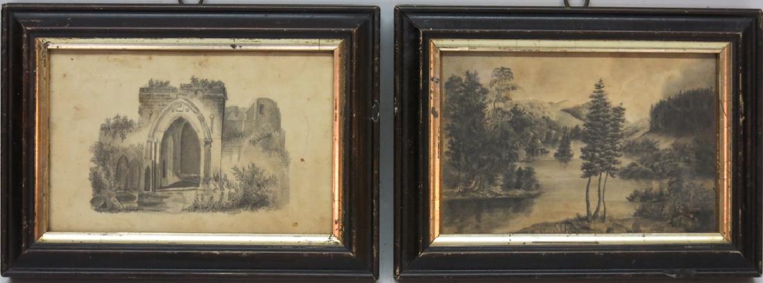 PAIR OF EARLY 19TH C. INDIA  INK DRAWINGS (1 of 5)