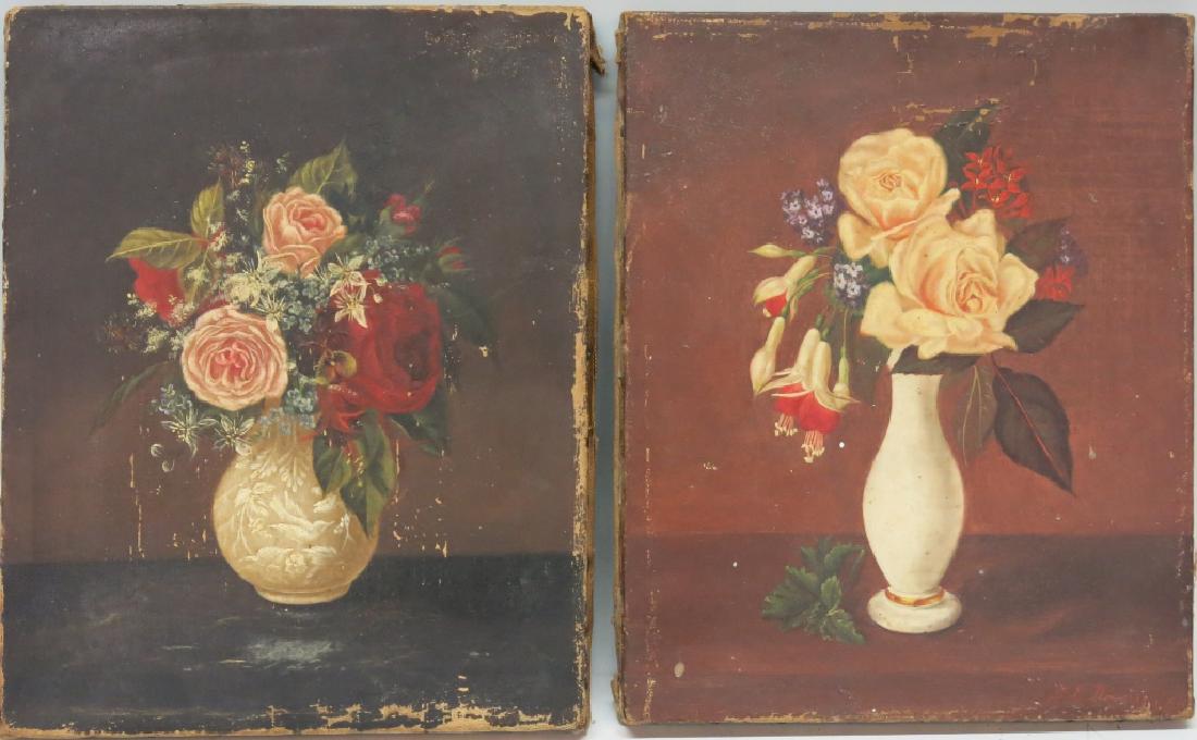 PAIR OF STILL LIFE OIL PAINTINGS BY S.E. DAVIS (1 of 5)