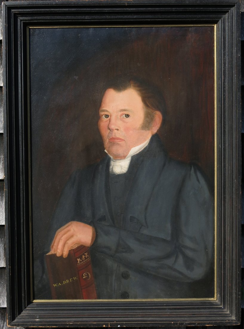 EARLY AMERICAN OIL PORTRAIT OF A MAN WITH A BOOK (1 of 6)