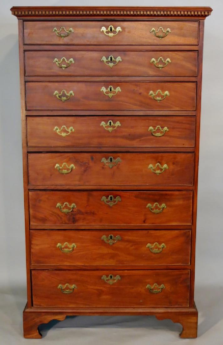 ENGLISH CHIPPENDALE CHERRY TALL CHEST OF 8 DRAWERS (1 of 5)