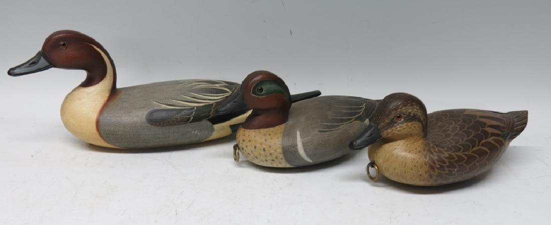 THREE JAMES BROCKMAN CARVED DUCK DECOYS (1 of 6)