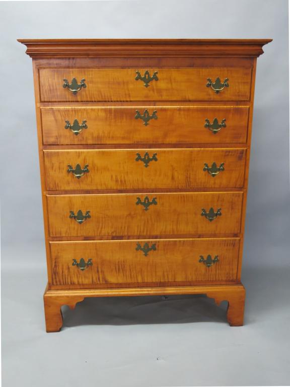 ELDRED WHEELER TIGER MAPLE FIVE DRAWER DRESSER (1 of 4)