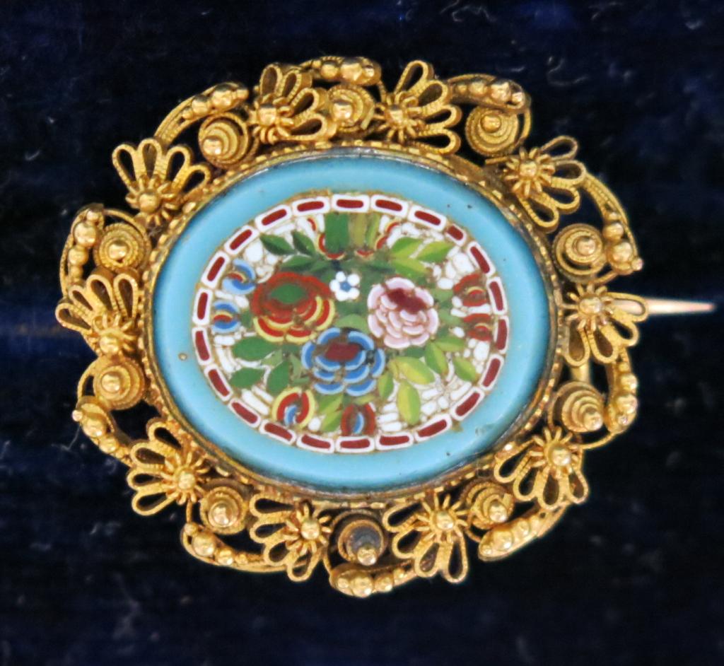 ITALIAN GOLD AND MICROMOSAIC PIN (1 of 2)