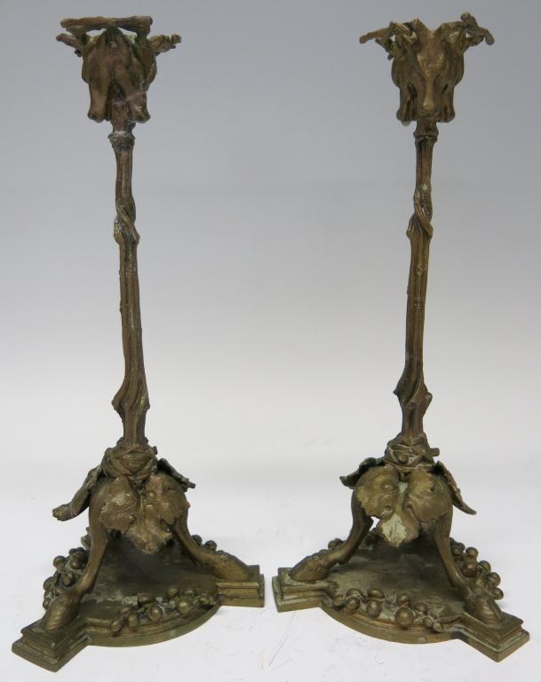 PAIR OF FRENCH EMPIRE BRONZE CANDLESTICKS (1 of 4)