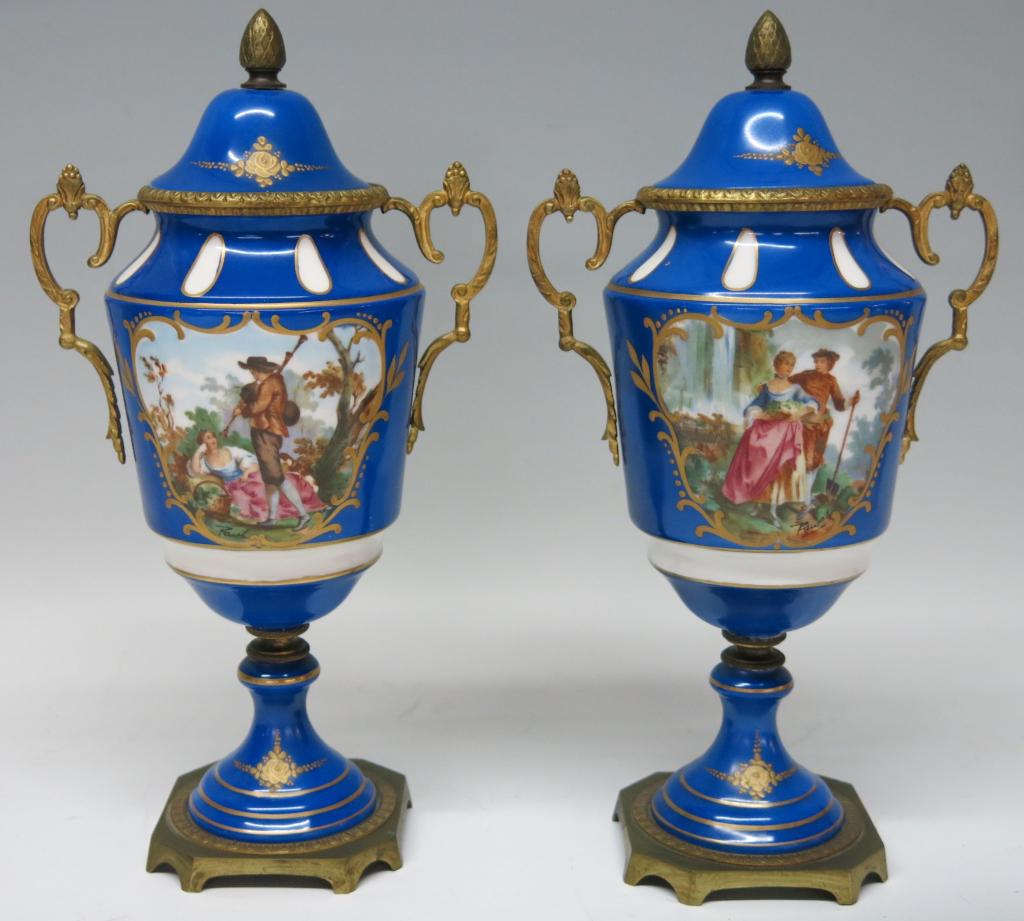 PAIR OF FRENCH PORCELAIN MANTLE GARNITURES (1 of 5)