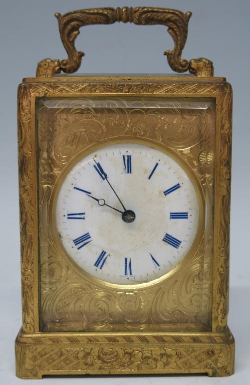 LE ROY PARIS FRENCH ENGRAVED BRASS CARRIAGE CLOCK (1 of 7)