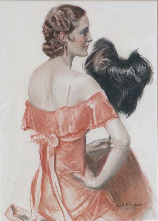 ERNEST KLEMPNER COLOR PENCIL PORTRAIT OF WOMAN (1 of 6)