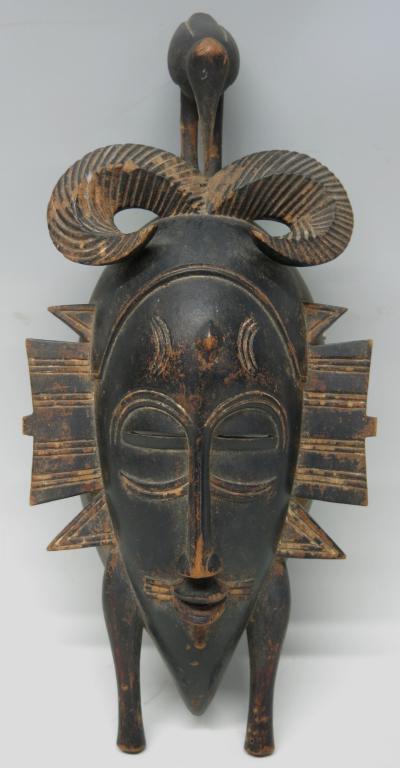 CARVED AFRICAN SENUFO KPELIE (ANCESTOR MASK) (1 of 4)