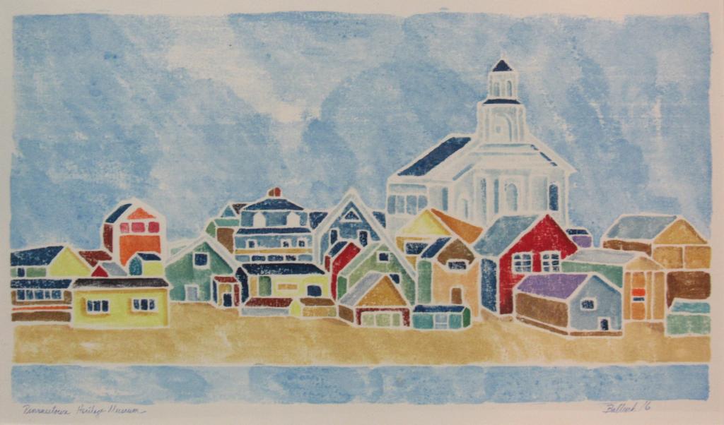 TWO WHITE LINE WOODBLOCK PRINTS OF PROVINCETOWN (1 of 10)