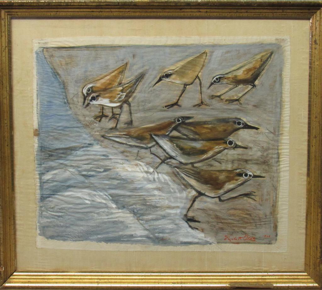 ELIZABETH OLDS GOUACHE OF SHOREBIRDS ON PAPER (1 of 6)