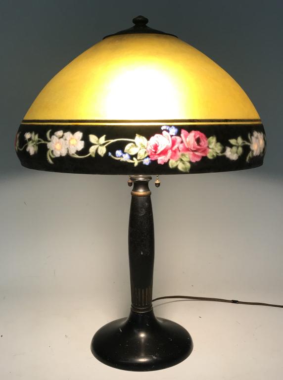 HANDEL LAMP WITH FLORAL REVERSE PAINTED SHADE Jan 11, 2020 Sandwich