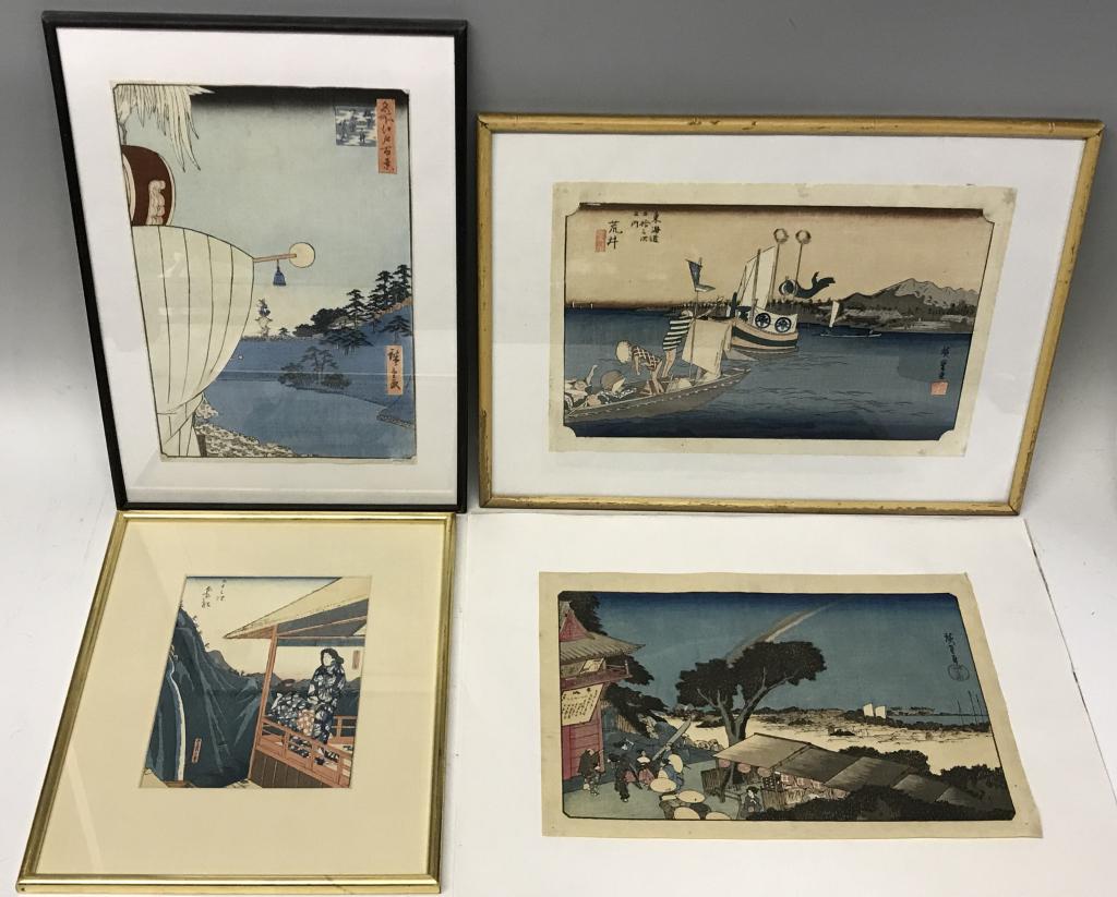 FOUR FRAMED JAPANESE WOODBLOCK PRINTS BY HIROSHIGE (1 of 5)