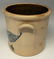 EAGLE AND BANNER DECORATED STONEWARE COVERED CROCK - 5