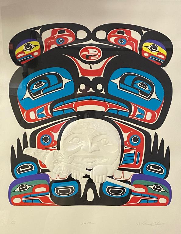 MARVIN OLIVER EMBOSSED SERIGRAPH "SEA BEAR": PENCIL SIGNED SERIGRAPH AND EMBOSSMENT ON PAPER, NUMBERED 147/449 AND DATED '94 (WASHINGTON ARTIST, B. 1946); PAPER SIZE : 20 1/2" X 27", FRAMED SIZE: 28" X 35"