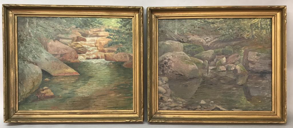 PAIR OF UNSIGNED IMPRESSIONIST STYLE OIL PAINTINGS (1 of 6)