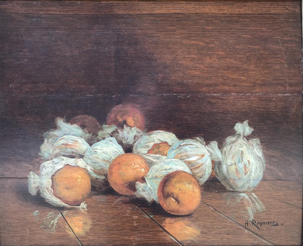 STILL LIFE PAINTING OF ORANGES SIGNED H. RAYMOND (1 of 6)