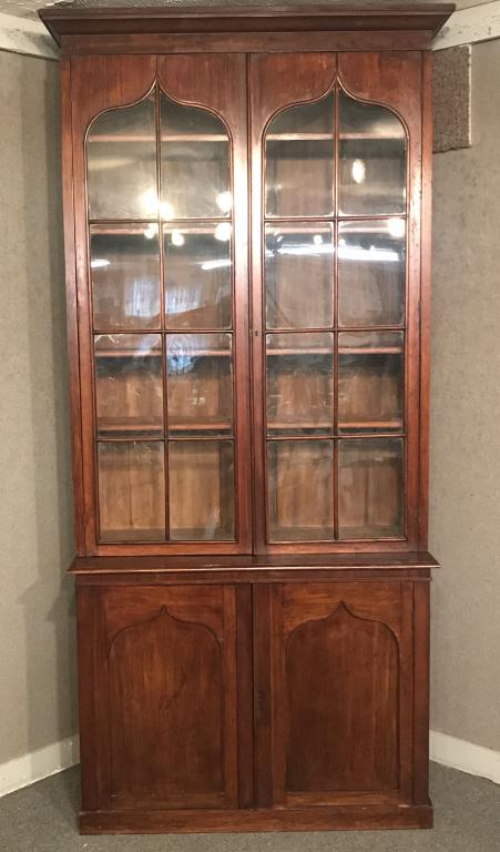 EARLY MAHOGANY CABINET WITH GOTHIC ARCH DOORS (1 of 7)