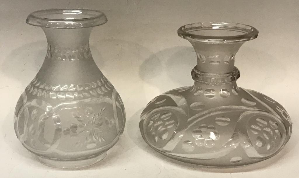 TWO 19TH C. FROSTED AND CUT LAMP SHADES (1 of 5)