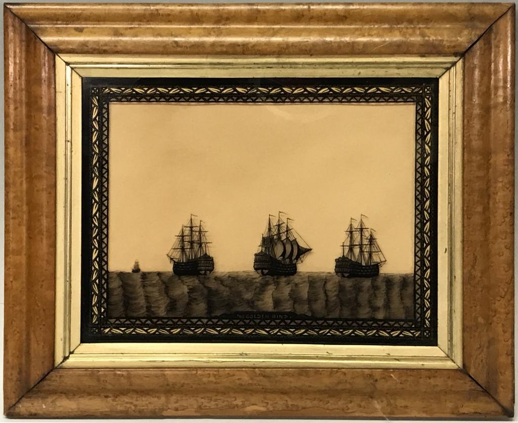 EARLY REVERSE SILHOUETTE PAINTING ON GLASS (1 of 4)