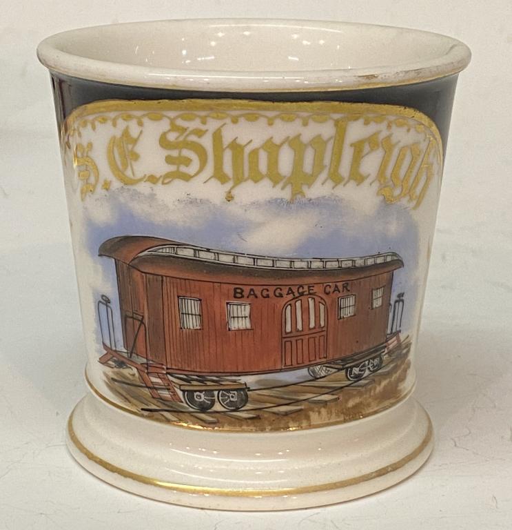 RAILROAD BAGGAGE CAR DECORATED SHAVING MUG (1 of 3)