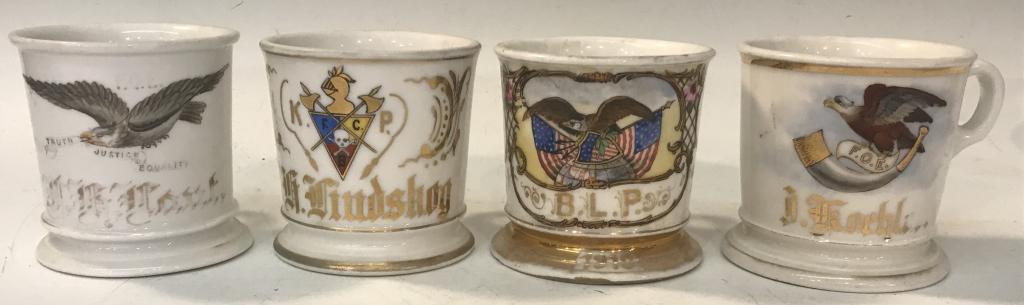 GROUP OF FOUR FRATERNAL THEMED SHAVING MUGS (1 of 3)