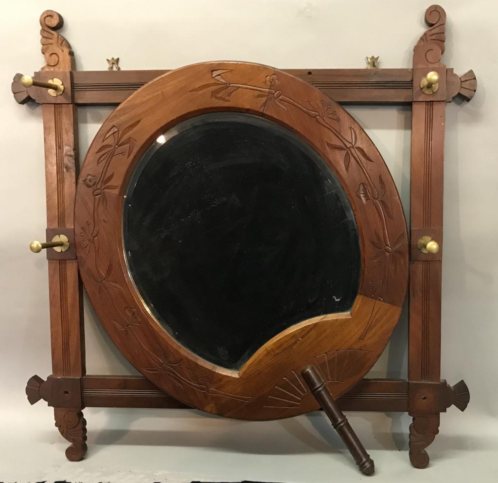 UNUSUAL AESTHETIC VICTORIAN WALNUT HALL  MIRROR (1 of 2)