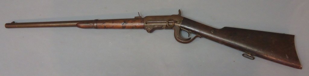 BURNSIDE CARBINE CAVALRY RIFLE: STOCK REPAIRED; SERIAL # 9498; 39" LONG