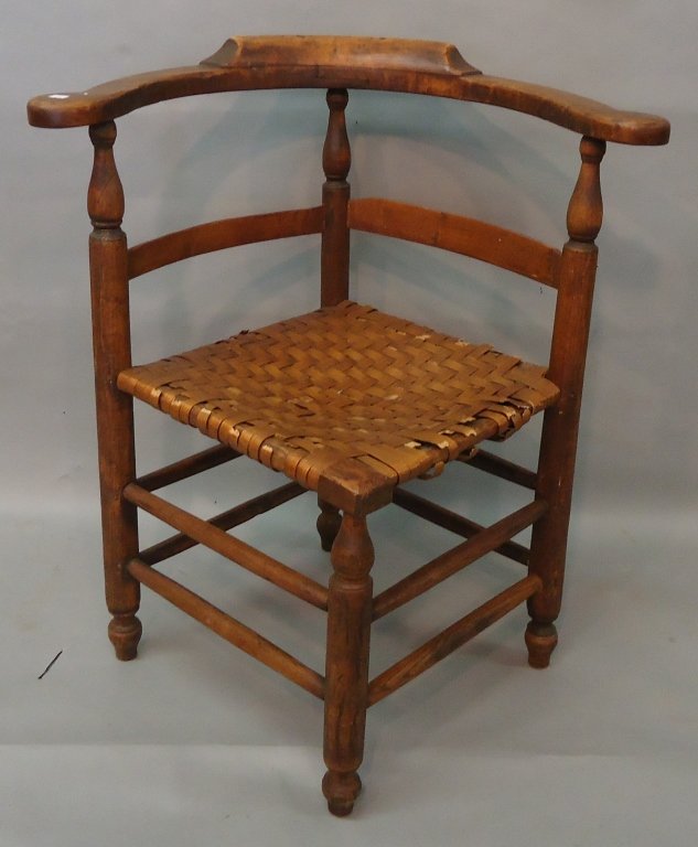 EARLY CORNER CHAIR: WITH WOVEN SPLINT SEAT