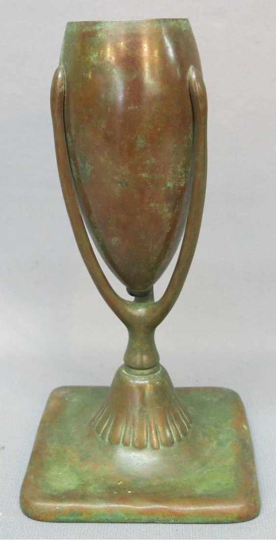 TIFFANY STUDIOS BRONZE LAMP BASE: 11" TALL