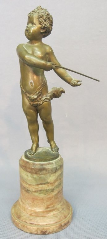 FRANZ IFFLAND FRENCH BRONZE STAUETTE: 6" TALL; 9" TOTAL HEIGHT; (GERMANY 1862-1965)