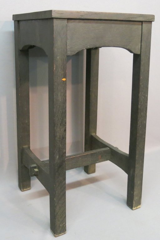 GUSTAV STICKLEY ARTS AND CRAFTS LAMP TABLE: C. 1904-1907; 14" X 14" X 27 1/2"